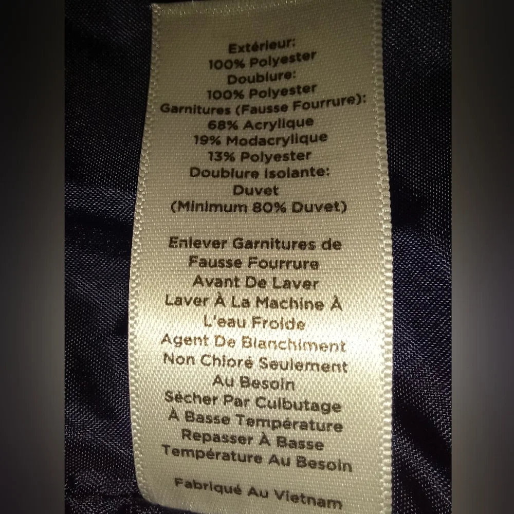 Talbots Dark Blue Puffer Coat with Faux Fur Hood - Picture 12 of 13